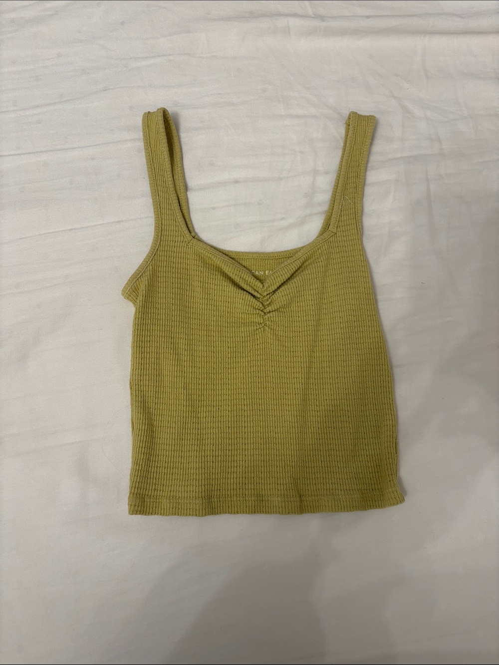 Ribbed Square Neck Tank Top in Olive Green